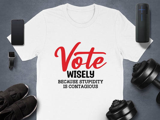 Vote Wisely Because Stupidity Is Contagious, Unisex Vote T-Shirt